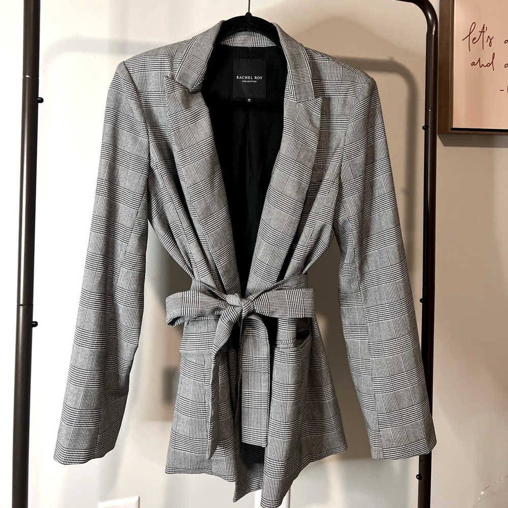 Rachel Roy Collection Plaid Oversized Plaid Blazer